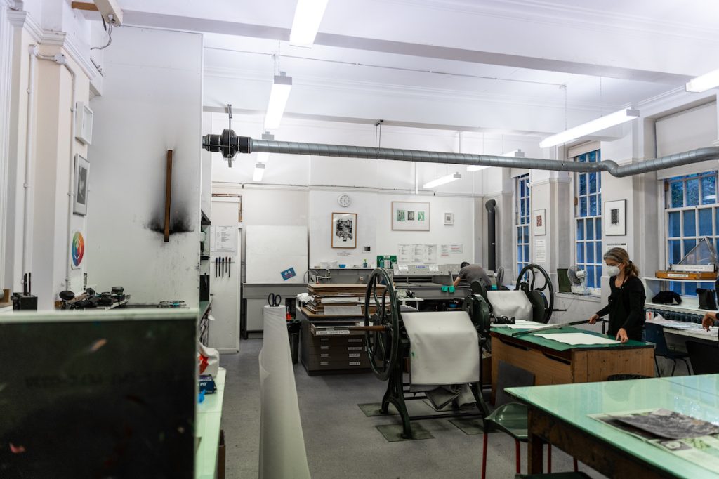 A printmaking studio