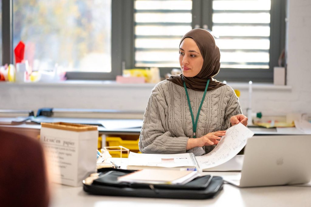 A student in a classroom