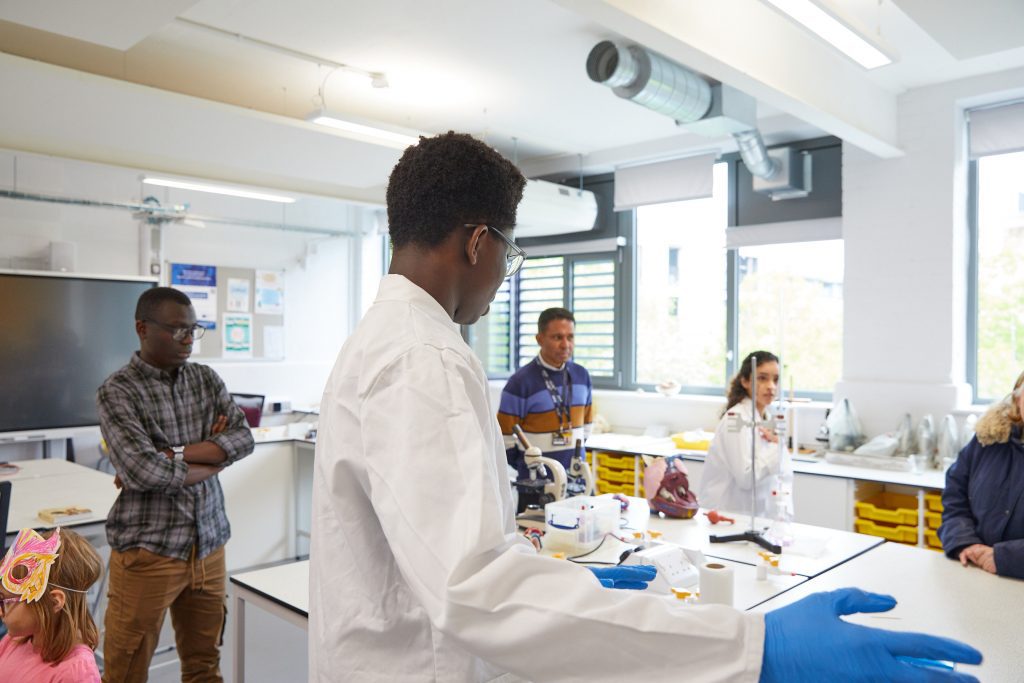 Students in a science lab