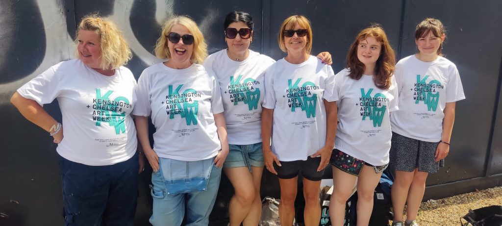 Art students with their design t-shirts