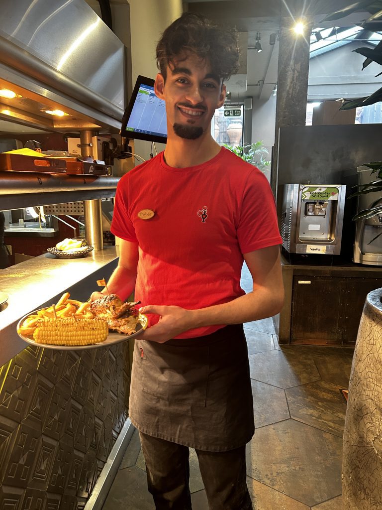 person wiht plate