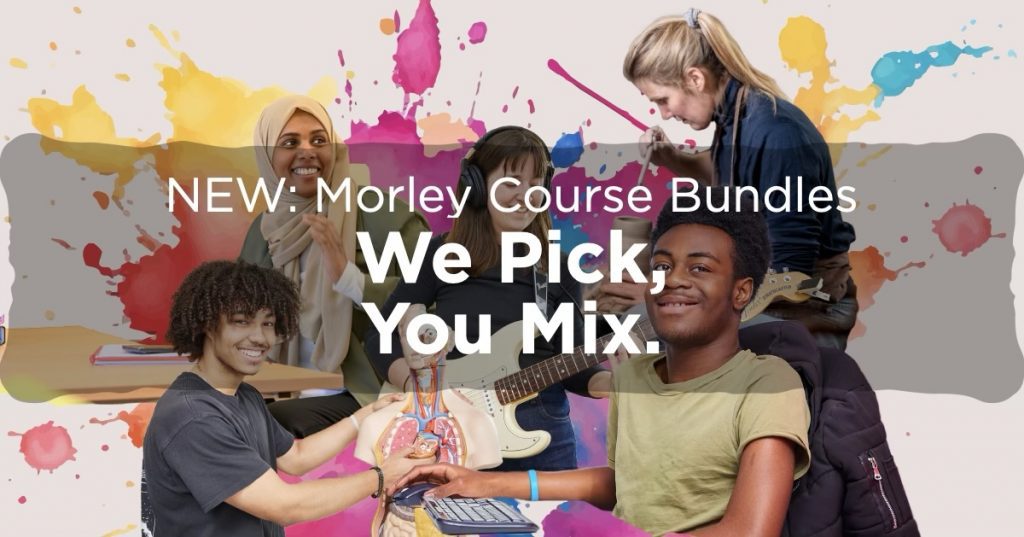Group of students in learning poses with "You Pick, We Mix" slogan overlaid